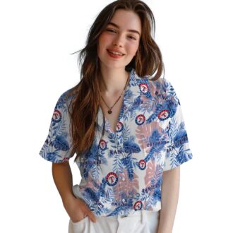 MLB Texas Rangers Tropical Leaves Hawaiian Shirt - White Aloha Shirt for Baseball Fans, Summer Fashion