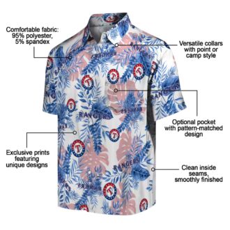 MLB Texas Rangers Tropical Leaves Hawaiian Shirt - White Aloha Shirt for Baseball Fans, Summer Fashion