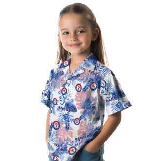 MLB Texas Rangers Tropical Leaves Hawaiian Shirt - White Aloha Shirt for Baseball Fans, Summer Fashion