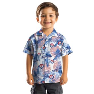 MLB Texas Rangers Tropical Leaves Hawaiian Shirt - White Aloha Shirt for Baseball Fans, Summer Fashion