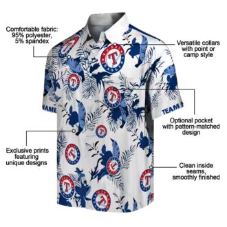 Pesonalized Texas Rangers Aloha Hawaiian Shirt - Botanical Theme Blue White Theme Style for Fans