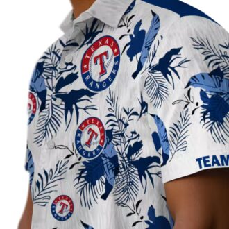 Pesonalized Texas Rangers Aloha Hawaiian Shirt - Botanical Theme Blue White Theme Style for Fans