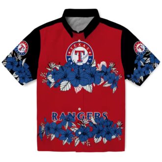 Shop Texas Rangers Hibiscus Stripe Hawaiian Shirt - Blue & Black Tropical MLB Fan Apparel