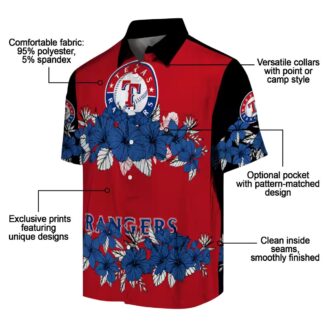 Shop Texas Rangers Hibiscus Stripe Hawaiian Shirt - Blue & Black Tropical MLB Fan Apparel