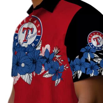 Shop Texas Rangers Hibiscus Stripe Hawaiian Shirt - Blue & Black Tropical MLB Fan Apparel