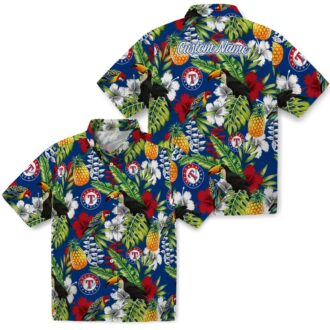 Stylish Texas Rangers Hawaiian Shirt with Toucan Blue Green Design - MLB Team Shirts