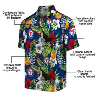 Stylish Texas Rangers Hawaiian Shirt with Toucan Blue Green Design - MLB Team Shirts