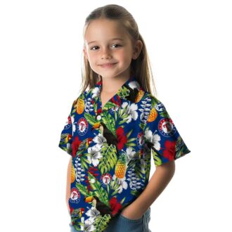 Stylish Texas Rangers Hawaiian Shirt with Toucan Blue Green Design - MLB Team Shirts
