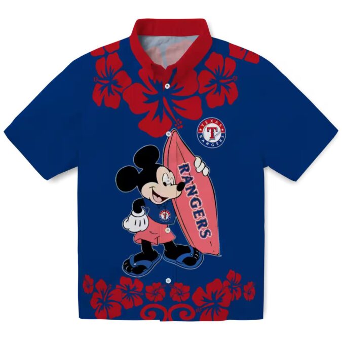 Summer Texas Rangers Hawaiian Shirt - Surfing Mickey Baseball Gift for Him