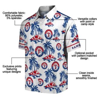 Texas Rangers Blue & White Palm Island Hawaiian Shirt - Official MLB Summer Fan Apparel
