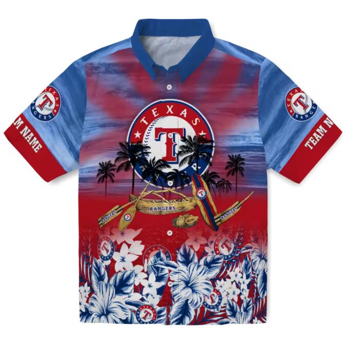Texas Rangers Blue Canoe Tropical Hawaiian Shirt - MLB Custom Fan Apparel for Summer