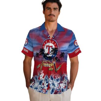 Texas Rangers Blue Canoe Tropical Hawaiian Shirt - MLB Custom Fan Apparel for Summer