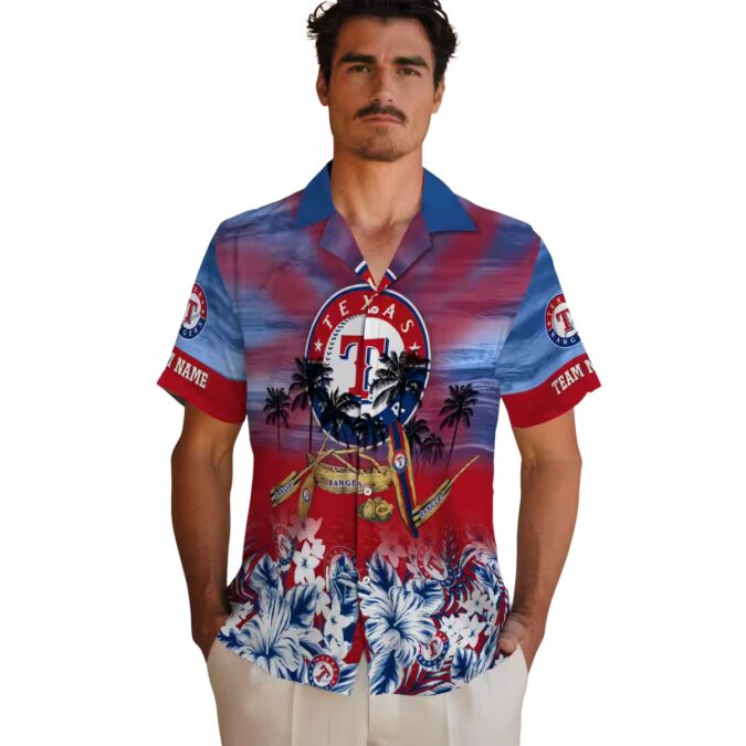 Texas Rangers Blue Canoe Tropical Hawaiian Shirt - MLB Custom Fan Apparel for Summer