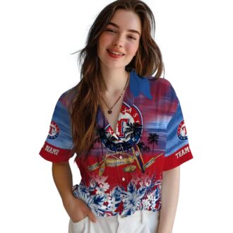 Texas Rangers Blue Canoe Tropical Hawaiian Shirt - MLB Custom Fan Apparel for Summer