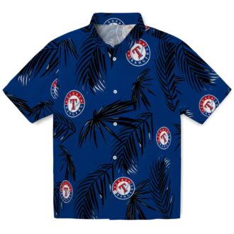 Texas Rangers Blue Hawaiian Shirt - Aloha Palm Leaf Tropical Baseball Shirt