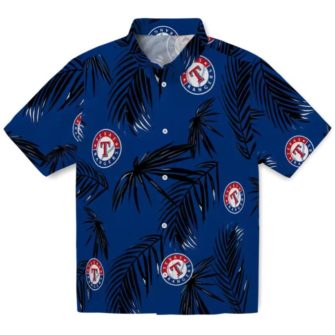 Texas Rangers Blue Hawaiian Shirt - Aloha Palm Leaf Tropical Baseball Shirt