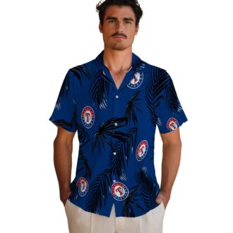 Texas Rangers Blue Hawaiian Shirt - Aloha Palm Leaf Tropical Baseball Shirt