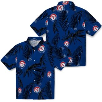 Texas Rangers Blue Hawaiian Shirt - Aloha Palm Leaf Tropical Baseball Shirt