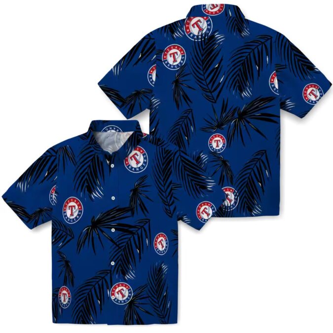 Texas Rangers Blue Hawaiian Shirt - Aloha Palm Leaf Tropical Baseball Shirt