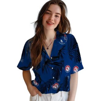 Texas Rangers Blue Hawaiian Shirt - Aloha Palm Leaf Tropical Baseball Shirt