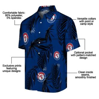 Texas Rangers Blue Hawaiian Shirt - Aloha Palm Leaf Tropical Baseball Shirt