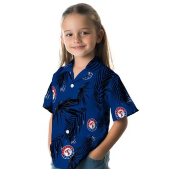 Texas Rangers Blue Hawaiian Shirt - Aloha Palm Leaf Tropical Baseball Shirt