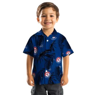 Texas Rangers Blue Hawaiian Shirt - Aloha Palm Leaf Tropical Baseball Shirt
