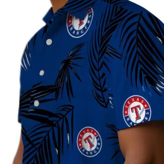 Texas Rangers Blue Hawaiian Shirt - Aloha Palm Leaf Tropical Baseball Shirt