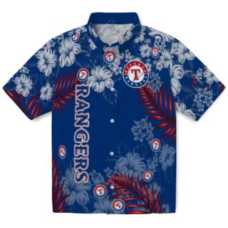 Texas Rangers Hibiscus Print Blue Hawaiian Shirt - MLB Fan Gear for Summer Vacation