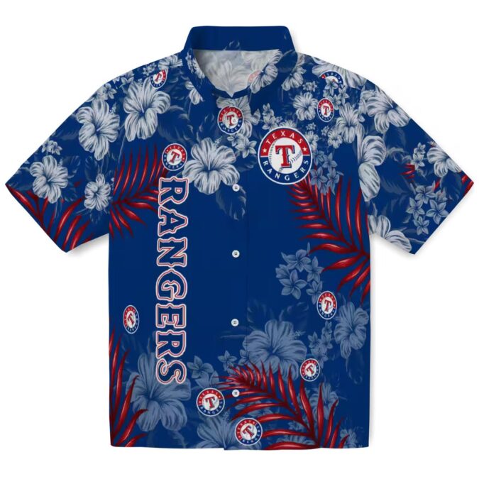 Texas Rangers Hibiscus Print Blue Hawaiian Shirt - MLB Fan Gear for Summer Vacation