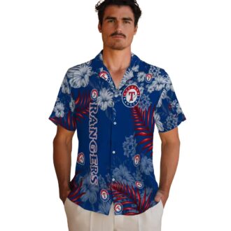 Texas Rangers Hibiscus Print Blue Hawaiian Shirt - MLB Fan Gear for Summer Vacation