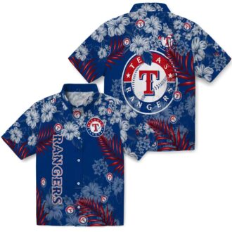 Texas Rangers Hibiscus Print Blue Hawaiian Shirt - MLB Fan Gear for Summer Vacation