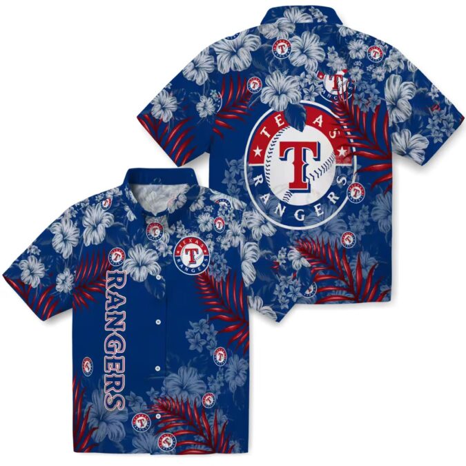 Texas Rangers Hibiscus Print Blue Hawaiian Shirt - MLB Fan Gear for Summer Vacation