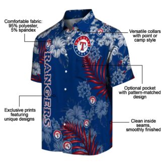 Texas Rangers Hibiscus Print Blue Hawaiian Shirt - MLB Fan Gear for Summer Vacation