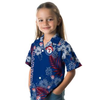 Texas Rangers Hibiscus Print Blue Hawaiian Shirt - MLB Fan Gear for Summer Vacation