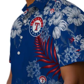 Texas Rangers Hibiscus Print Blue Hawaiian Shirt - MLB Fan Gear for Summer Vacation