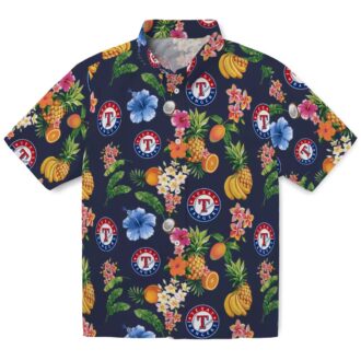 Texas Rangers Hibiscus Tropical Navy Blue Hawaiian Shirt - Perfect Summer MLB Fan Apparel