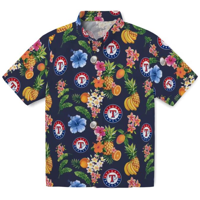 Texas Rangers Hibiscus Tropical Navy Blue Hawaiian Shirt - Perfect Summer MLB Fan Apparel