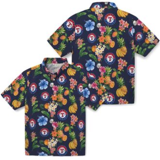 Texas Rangers Hibiscus Tropical Navy Blue Hawaiian Shirt - Perfect Summer MLB Fan Apparel
