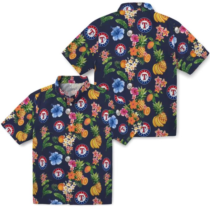 Texas Rangers Hibiscus Tropical Navy Blue Hawaiian Shirt - Perfect Summer MLB Fan Apparel