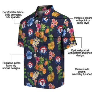 Texas Rangers Hibiscus Tropical Navy Blue Hawaiian Shirt - Perfect Summer MLB Fan Apparel