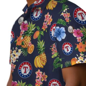Texas Rangers Hibiscus Tropical Navy Blue Hawaiian Shirt - Perfect Summer MLB Fan Apparel