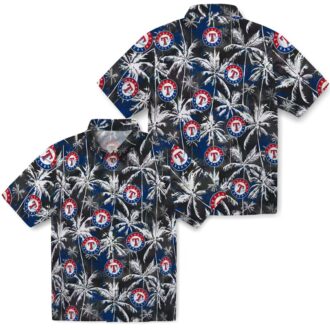 Texas Rangers Palm Hawaiian Shirt - MLB Blue Black Summer Shirt for Men & Women