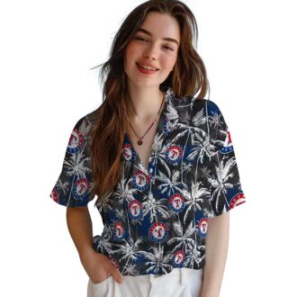 Texas Rangers Palm Hawaiian Shirt - MLB Blue Black Summer Shirt for Men & Women