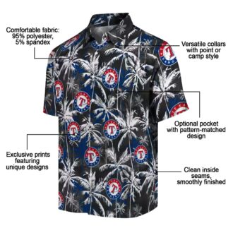 Texas Rangers Palm Hawaiian Shirt - MLB Blue Black Summer Shirt for Men & Women