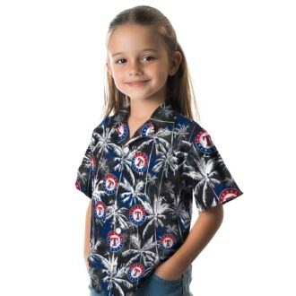 Texas Rangers Palm Hawaiian Shirt - MLB Blue Black Summer Shirt for Men & Women