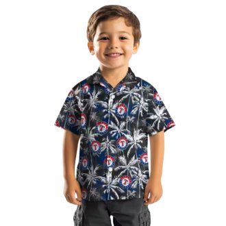 Texas Rangers Palm Hawaiian Shirt - MLB Blue Black Summer Shirt for Men & Women