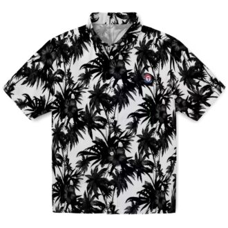 Texas Rangers Palm Motifs Hawaiian Shirt - Black & White MLB Team Gear for Beach Parties