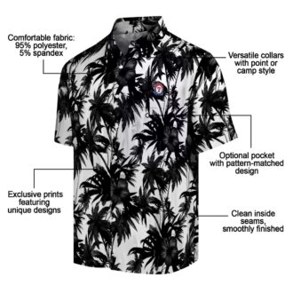 Texas Rangers Palm Motifs Hawaiian Shirt - Black & White MLB Team Gear for Beach Parties