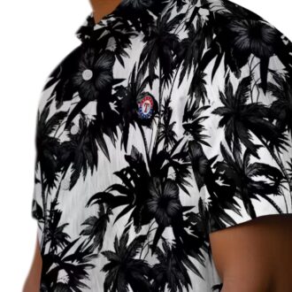 Texas Rangers Palm Motifs Hawaiian Shirt - Black & White MLB Team Gear for Beach Parties
